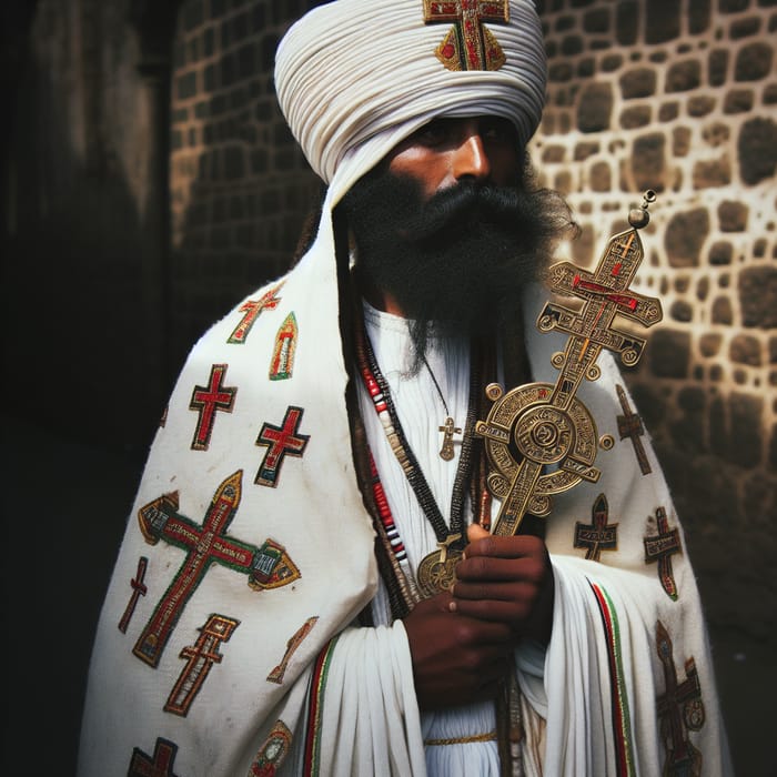 Ethiopian Orthodox Attire: Man in Cultural Garb