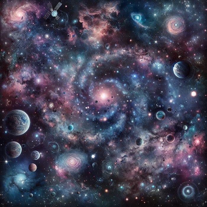 Infinite Wonder: Galaxy-Themed Space Background with Celestial Bodies