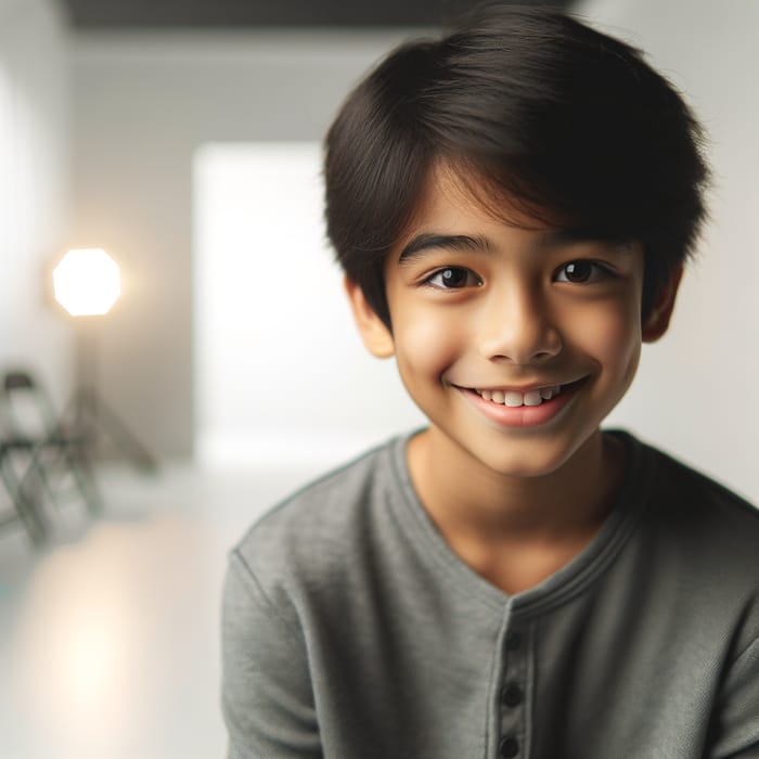 Portrait of Smiling Boy in Studio