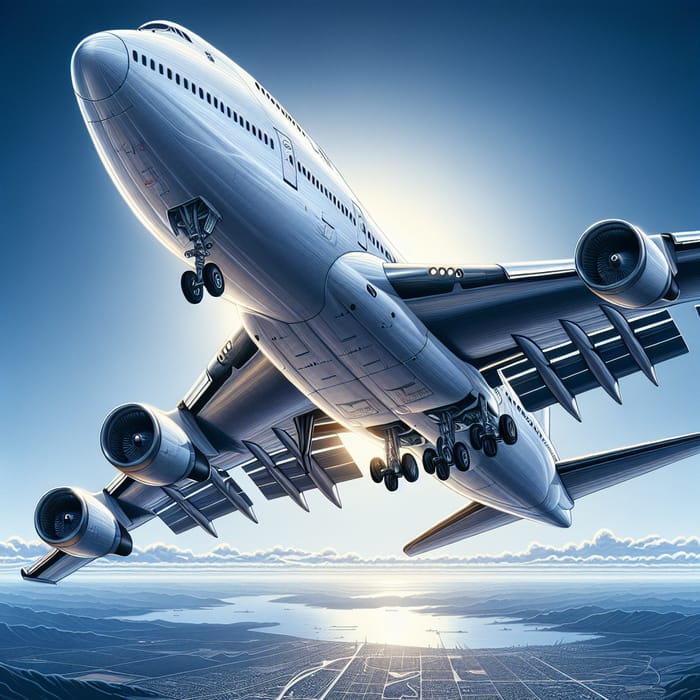 Detailed Illustration of Boeing 747 Airliner in Sky