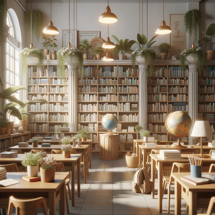 Quaint School Library for Relaxing and Studying