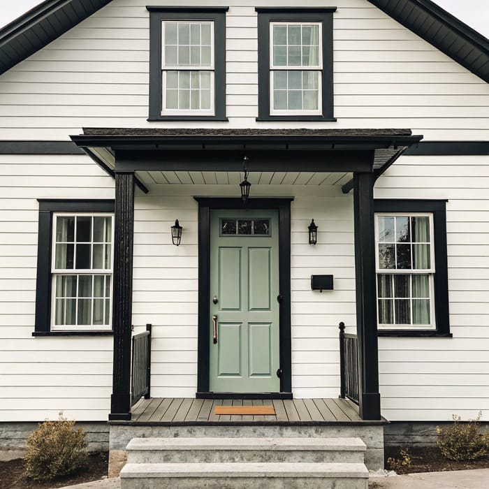 Elegant Home with Sage Green Door