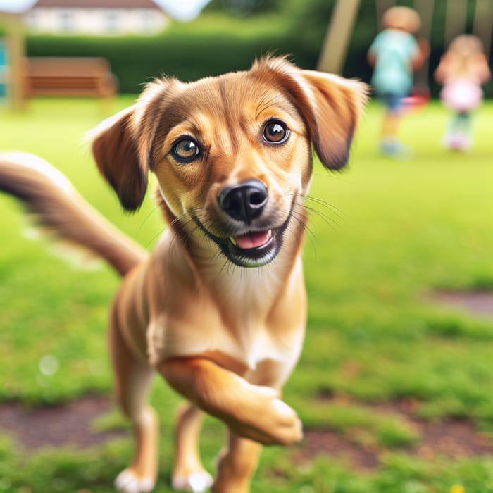 Playful Fawn Dog in Sunny Park