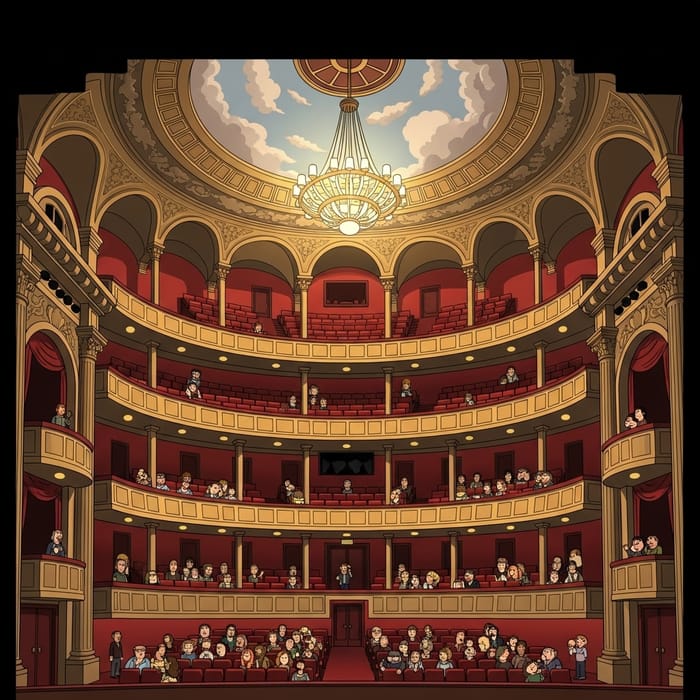 Grand Classical Theater Cartoon Background Illustration