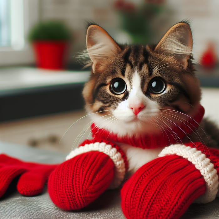 Red Gloved Cat - Adorable Feline Pictures