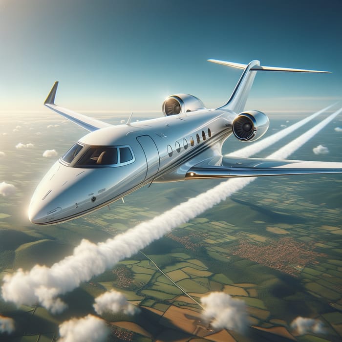 Luxurious Private Jet Soaring High in Clear Blue Sky