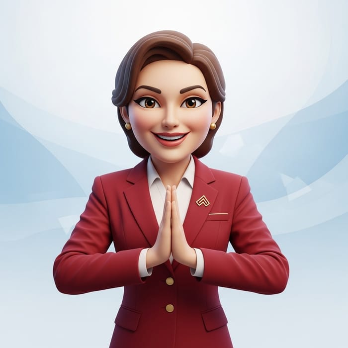 Corporate Female Mascot Character in Red Coat Corporate Female Mascot Character in Red Coat