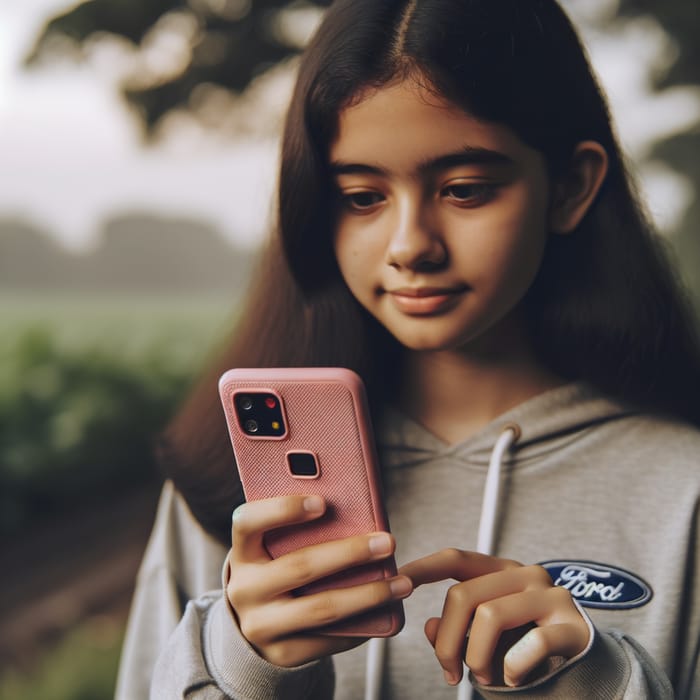 Pink Ford Mobile Held by Girl in Pink