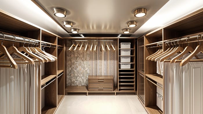 Stylish Mid-Century Modern Walk-In Closet Design