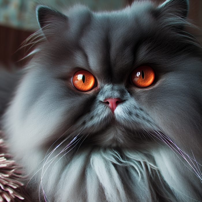 Blue Persian Cat with Long Fur and Copper Eyes