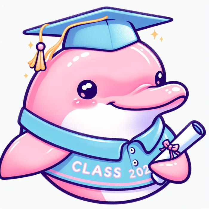 Pastel Pink Dolphin Graduation with 2024 Class | Unique Image