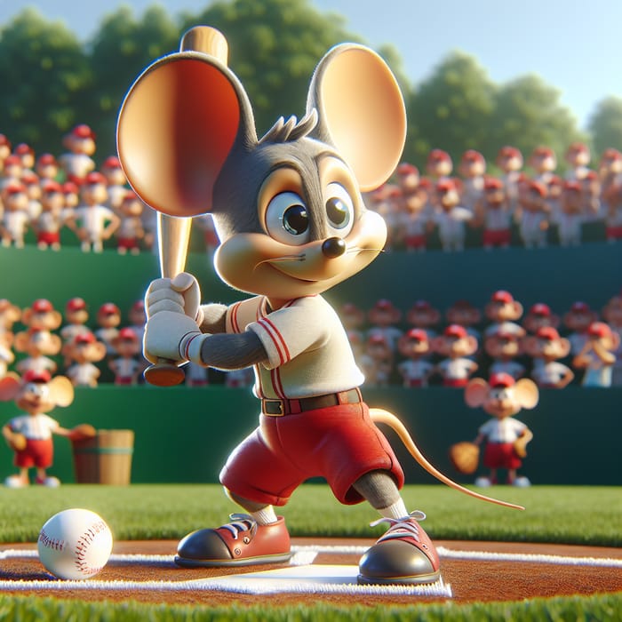 Mickey Mouse Playing Baseball in Green Park