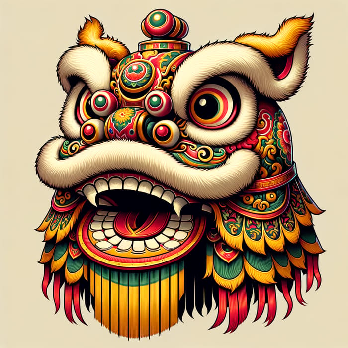 Traditional Vietnamese Lion Dance Head Mask