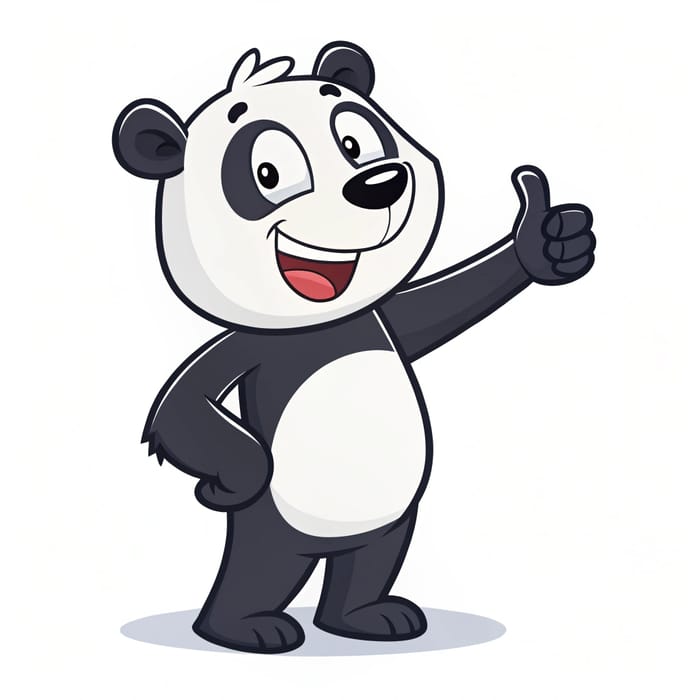 Cheerful 2D Bear Mascot Design in Black & White