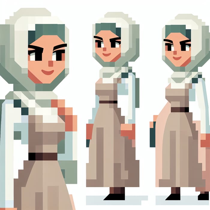 Modern Geometric Block Style Influencer: Modest White Women in Cartoon Style