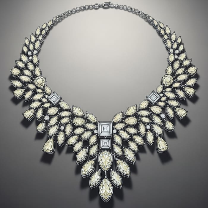 Elegant Diamond Necklace Sketch - Artistic Design Elegant Diamond Necklace Sketch - Artistic Design