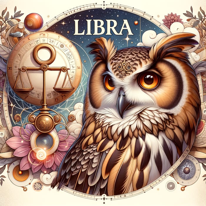 Elegant Owl Symbolizing Libra's Harmony and Intellect