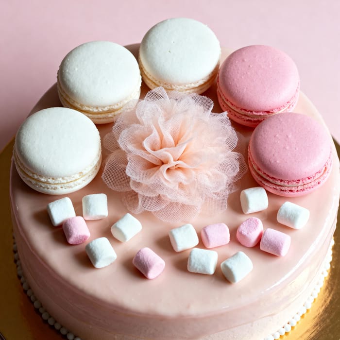 Stunning Cake with Macarons and Marshmallows Stunning Cake with Macarons and Marshmallows