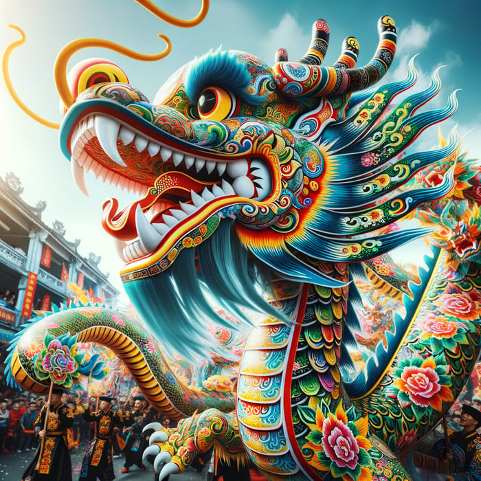 Vibrant Vietnamese Dragon Dance Festivity