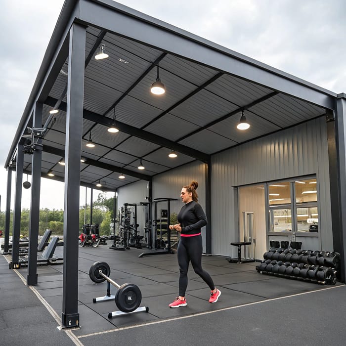 Women's Gym with Black Roof & Gray Walls