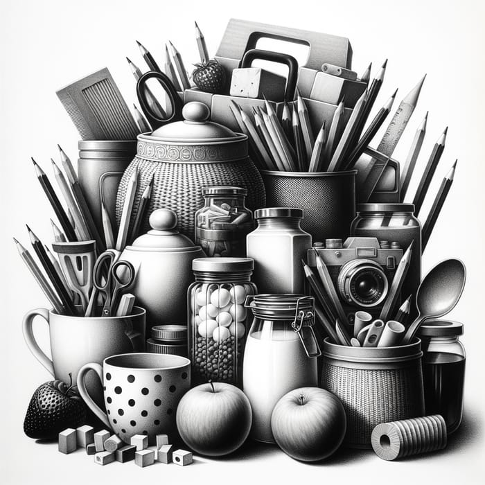 Black and White Still Life Pencil Shading Artwork