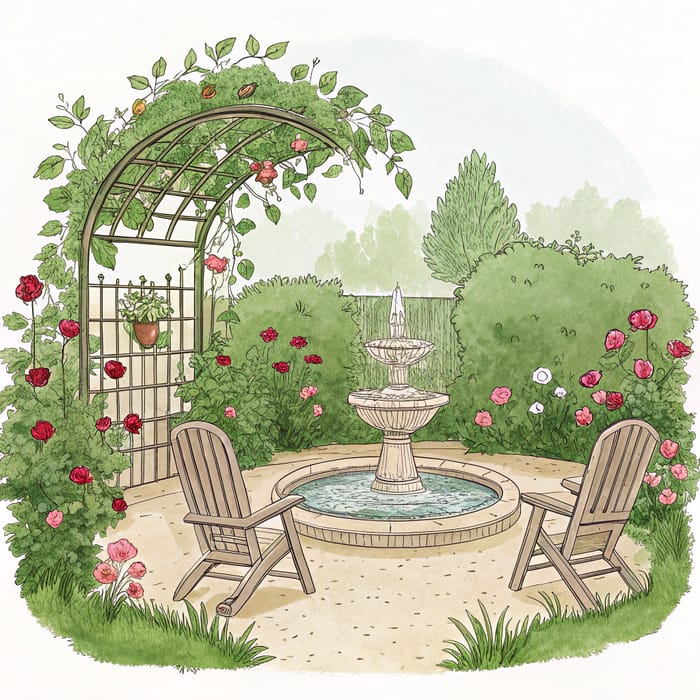 Charming Watercolor Garden Illustration