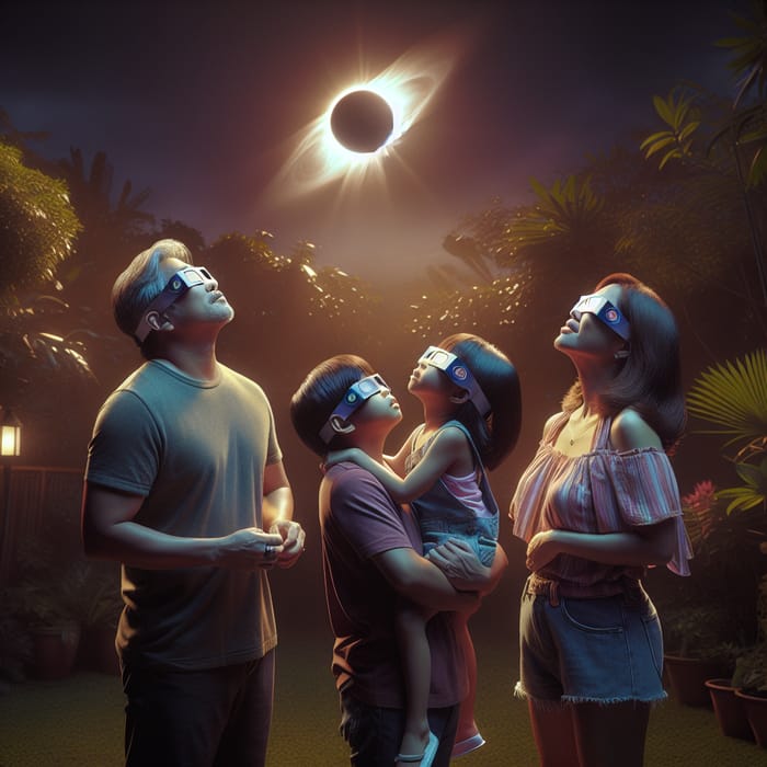 A Filipino Family Enjoying the Total Solar Eclipse