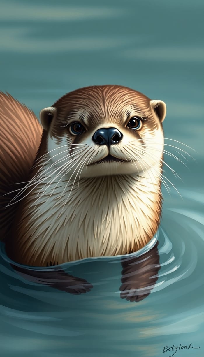 Realistic Otter Outline Artwork for Nature Lovers