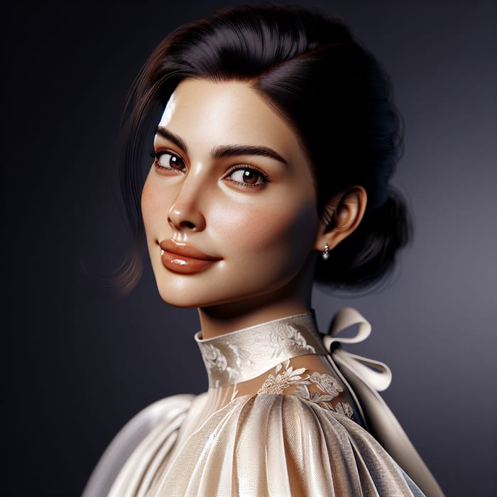 Realistic Hispanic Woman in Elegant Dress | Radiant Beauty