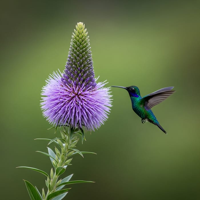 Realistic Añañuca Flower and Hummingbird Pollination Realistic Añañuca Flower and Hummingbird Pollination