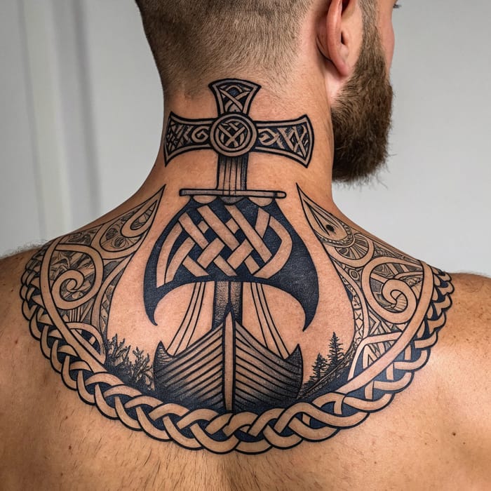 Viking Symbol Neck Tattoo: Tribal Designs & Meanings