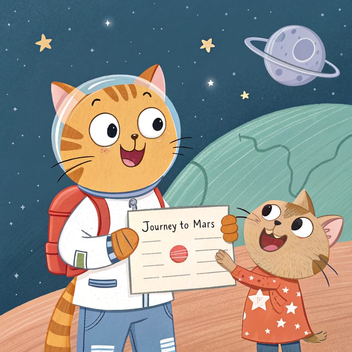 Boy Cat's Exciting Journey to Mars