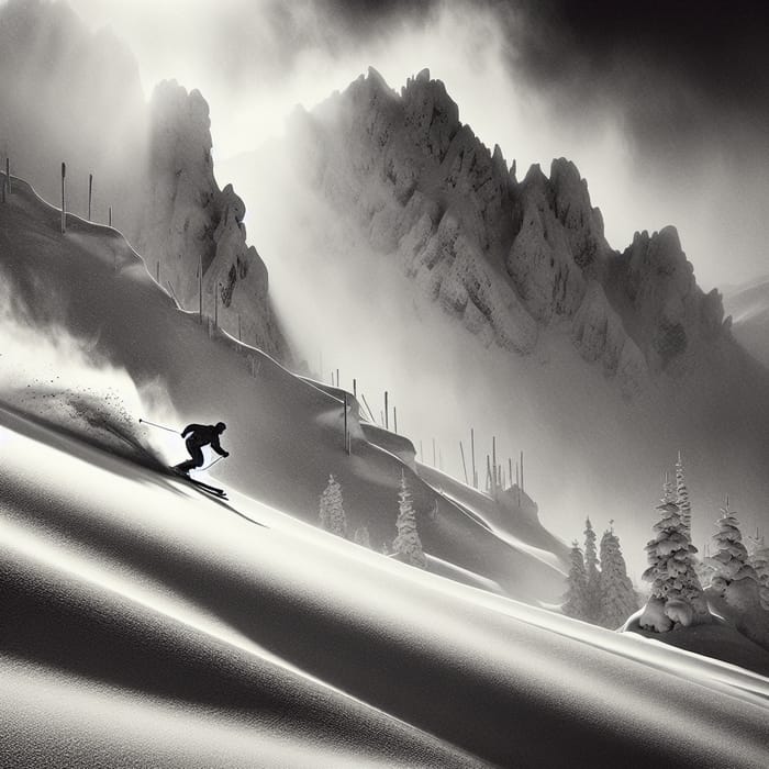 Thrilling Winter Moment: Skier Gliding Through Snow | Action Sports Photography