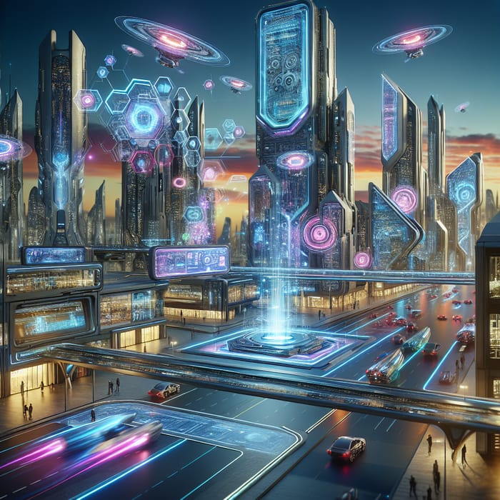 Ambpoker: Futuristic Cybernetic Cityscape with High-Tech Design