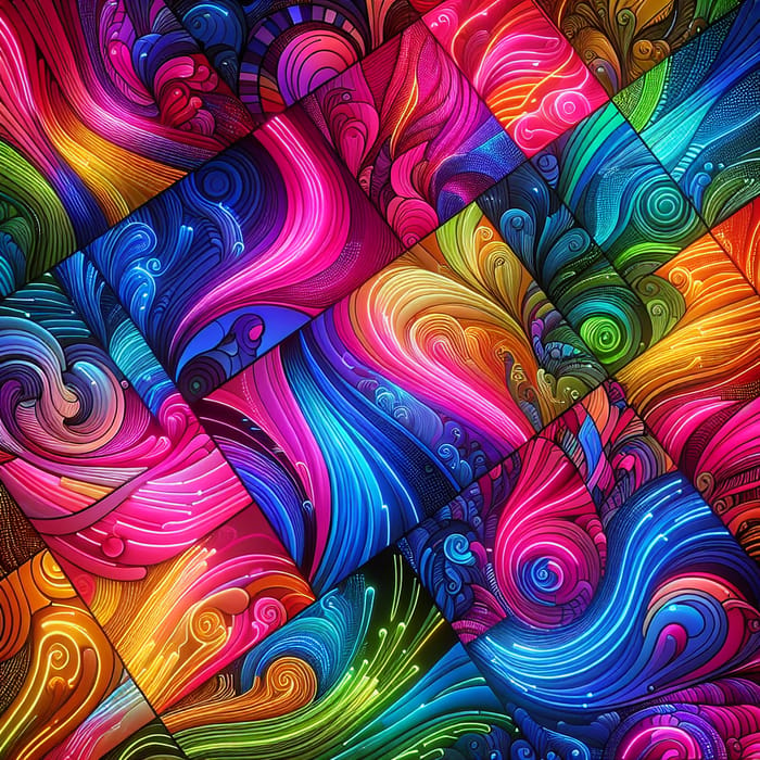 Vibrant Neon Abstract Art: Glowing Colors Inspiring Nighttime Creativity