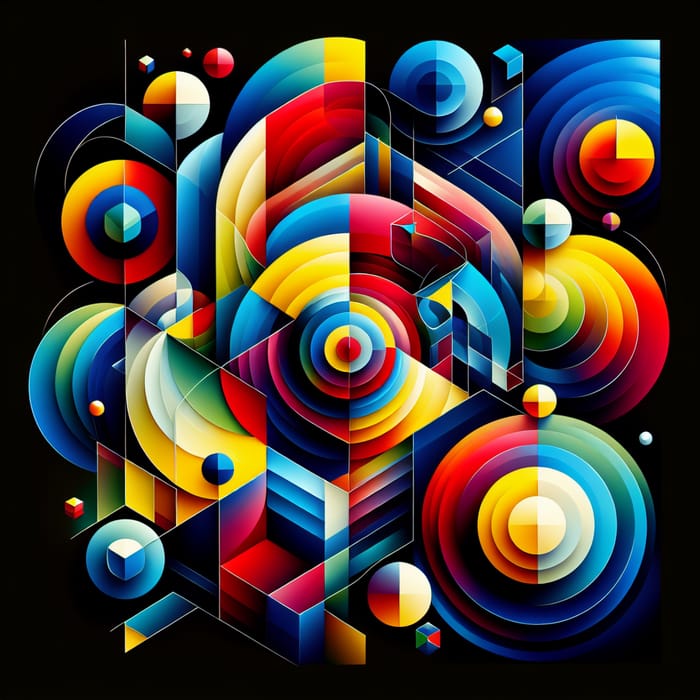 Vibrant Abstract Art with Dynamic Geometric Shapes