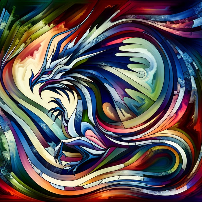 Dynamic Dragon Abstract Art | Surreal Fragmented Image