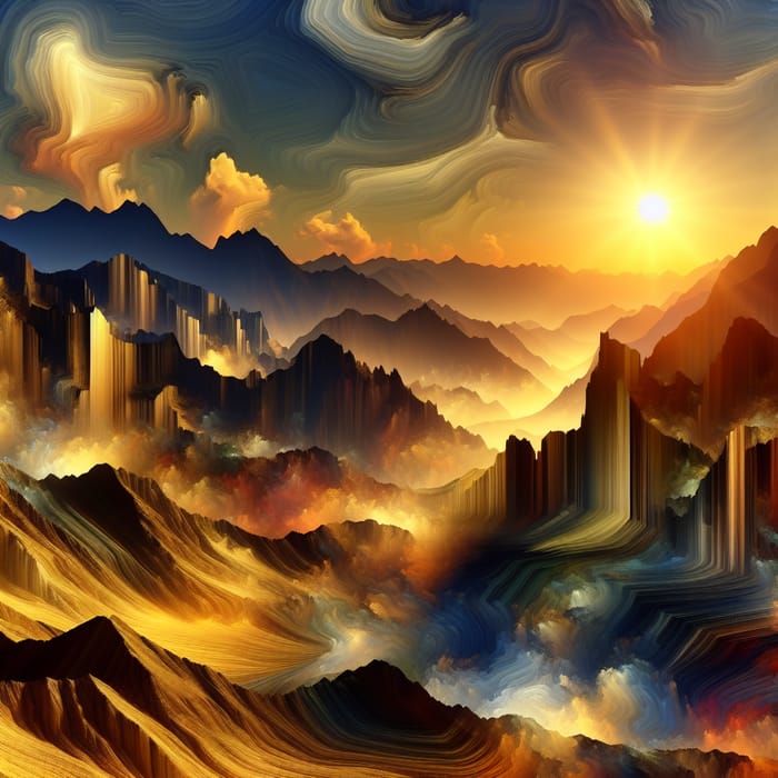 Sunset Splendor Across Majestic Mountains - Abstract Beauty