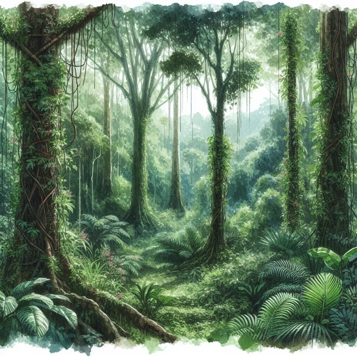 Verdant Jungle Watercolor Art