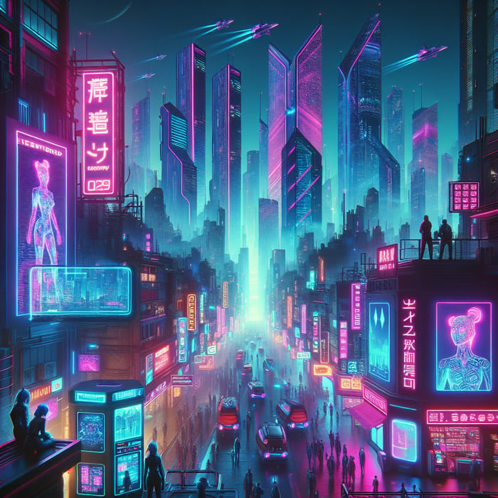 UFA169, Futuristic Cyberpunk Scene in Neon Cityscape