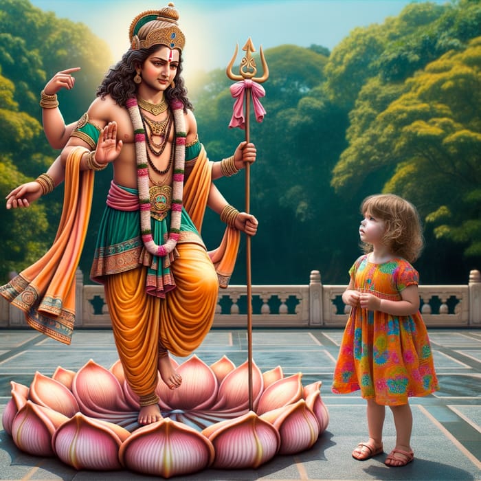 Lord Shri Ram with Cute Girl | Divine 3D Illusionary Art