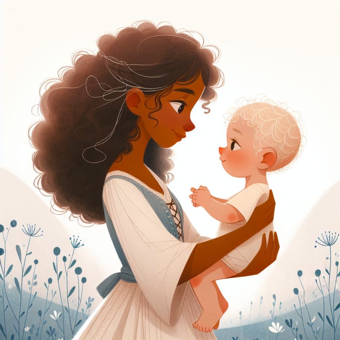 Tender Kids Book Art: Playful Sister Hugging Baby Boy