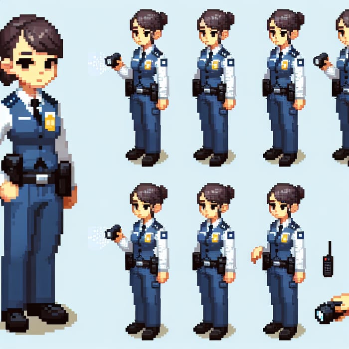 Security Guard Girl Pixel Art Sprites