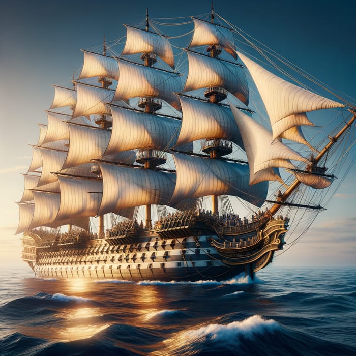 Breathtaking Ship on Open Sea - Magnificent Elegance