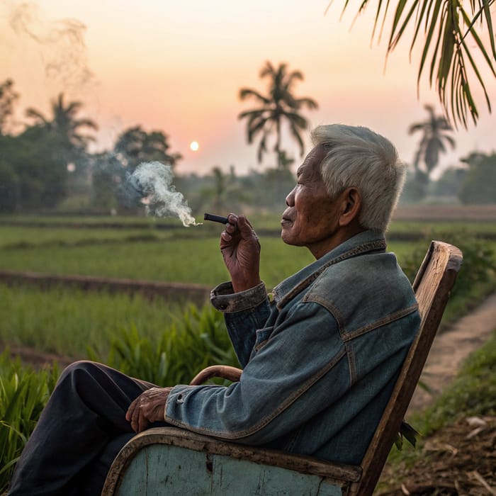 Timeless Smoking Scene in Tropical Vietnam