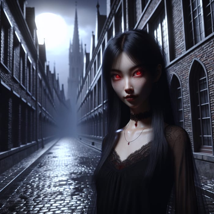 Mysterious Vampire Girl in Dark Alleyway