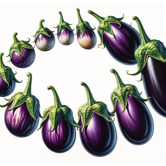 The Life Cycle of an Eggplant: Vibrant Watercolor Illustrations