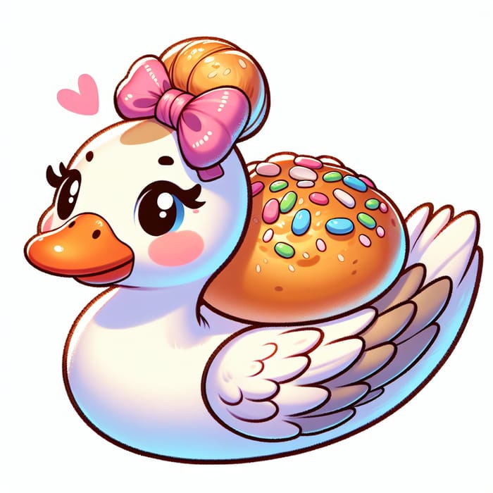 Whimsical Goose with Bun Sticker: Vibrant Animal-Inspired Digital Artwork