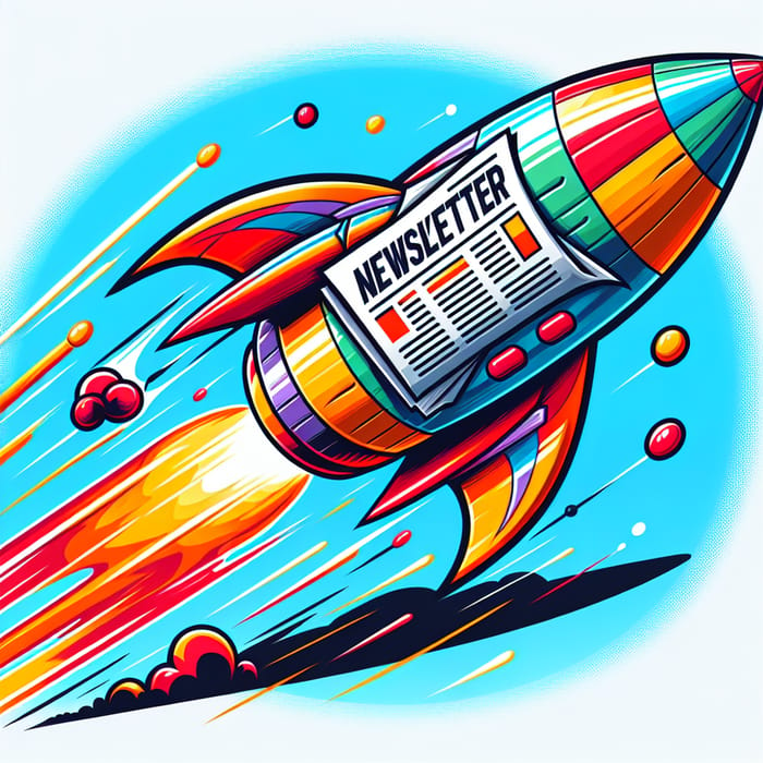 Quirky Cartoon Hypersonic Missile Carrying Newsletter - Playful Design