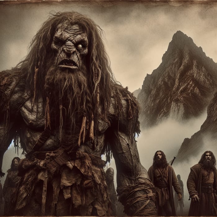 Epic Cyclopean Giant in Rugged Mountain Scene